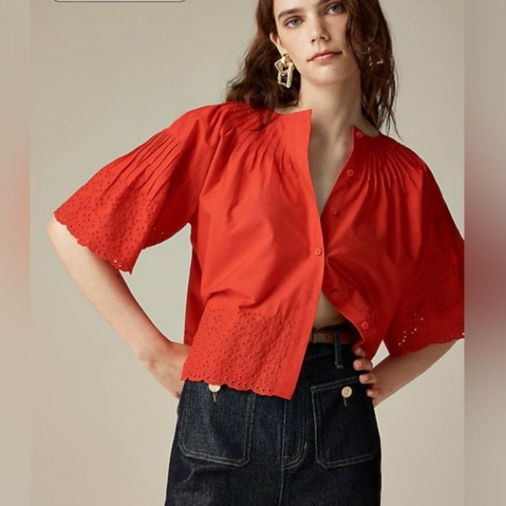 J Crew Cotton Eyelet Jolie Top